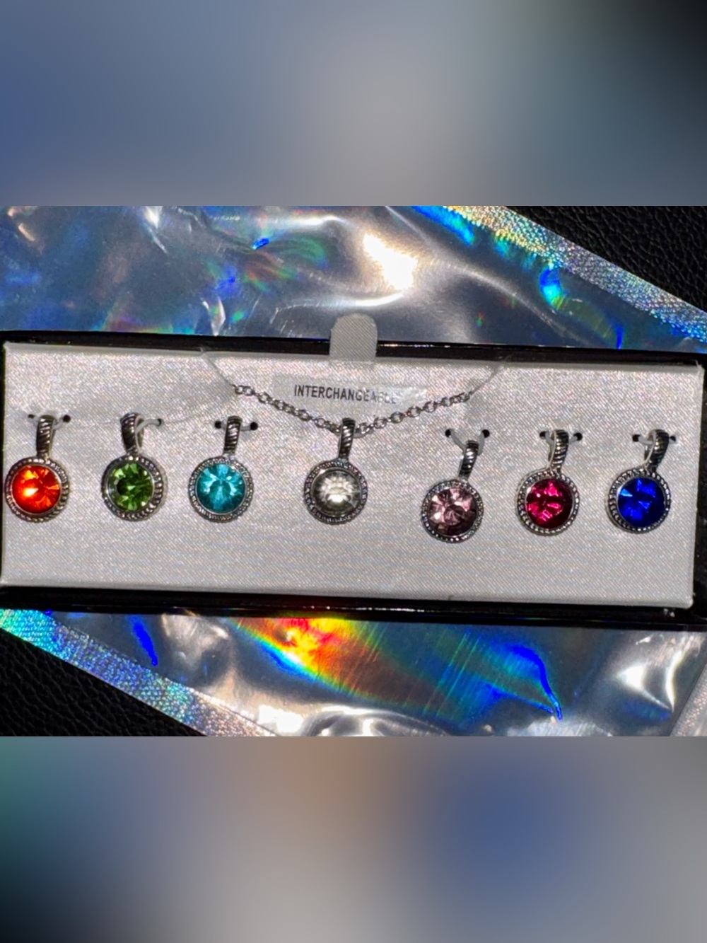7 in 1 Crystal Necklace Set - Silver